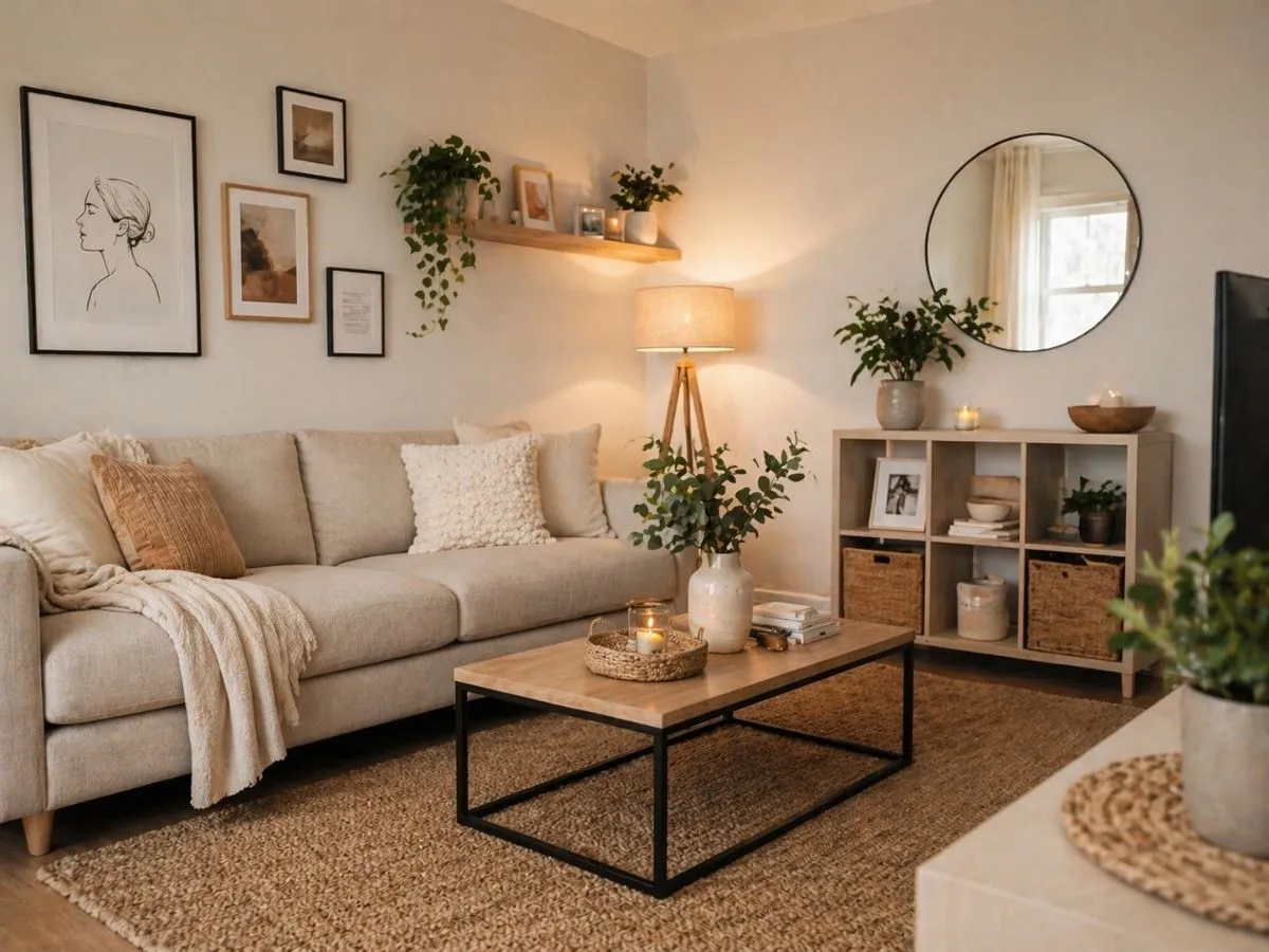 Affordable home decor with simple furniture and cozy modern styling on a budget
