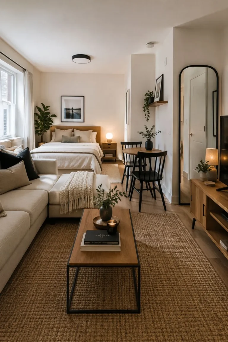 Small apartment decor inspiration with cozy living area and space-smart styling
