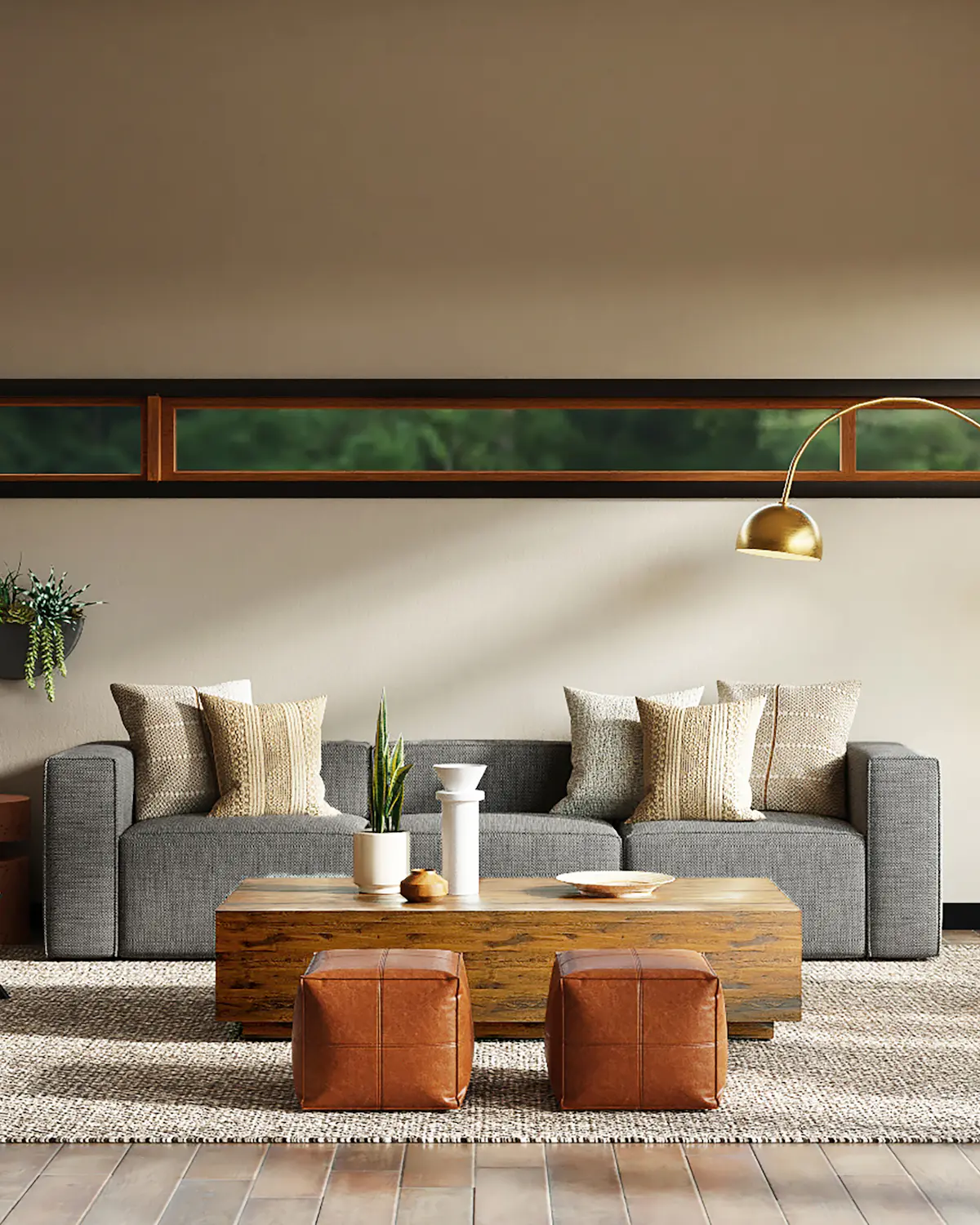 Japanese style balcony decor summary scene with low seating, warm lantern, and sculptural bonsai